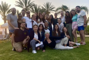 Group photo of participants holding certificates during the Level Up Your Leadership Skills Erasmus+ training course in Paphos.