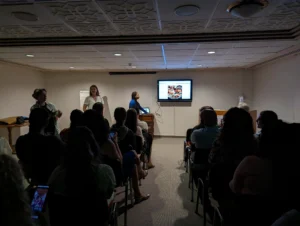 Youth workers attending a presentation session during the Level Up Your Leadership Skills Erasmus+ training course hosted by YETF.